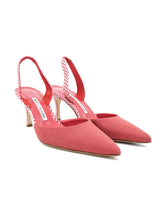 Manolo Blahnik Linen Pointed Slingback Kitten Heels, 38 Accessory arcadeshops.com