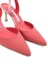 Manolo Blahnik Linen Pointed Slingback Kitten Heels, 38 Accessory arcadeshops.com