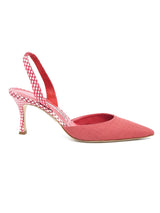 Manolo Blahnik Linen Pointed Slingback Kitten Heels, 38 Accessory arcadeshops.com
