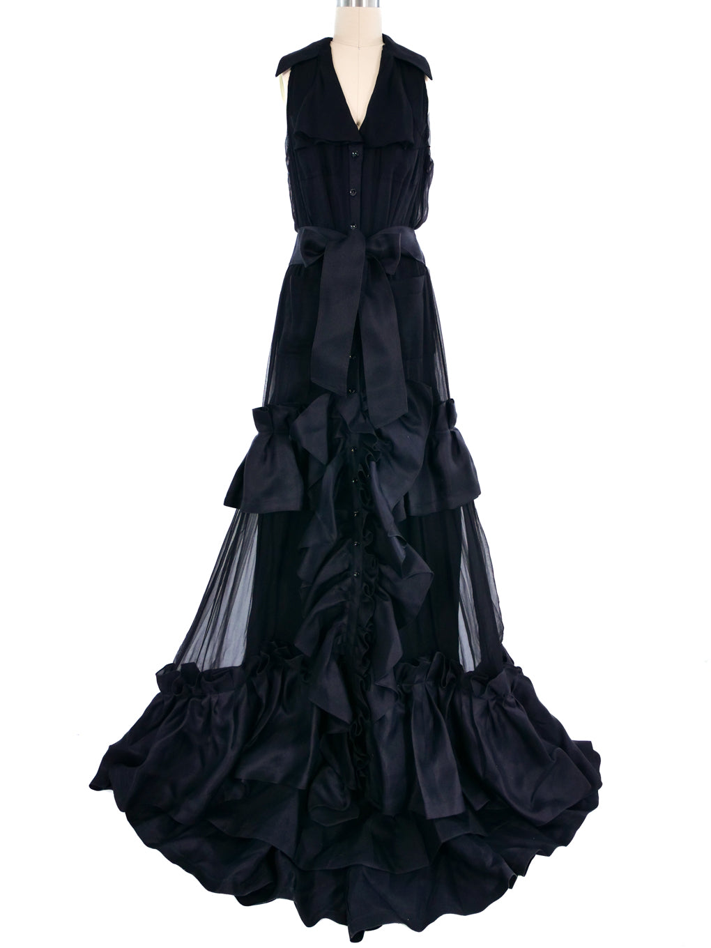 Carolina Herrera Ruffled Silk Chiffon Gown With Train