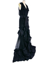 Carolina Herrera Ruffled Silk Chiffon Gown With Train Dress arcadeshops.com