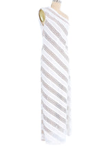 Pauline Trigere One Shoulder Linen and Lace Gown Dress arcadeshops.com