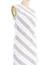 Pauline Trigere One Shoulder Linen and Lace Gown Dress arcadeshops.com