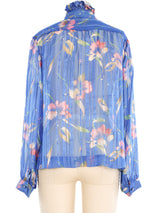 1970's Floral Chiffon Blouse Top arcadeshops.com