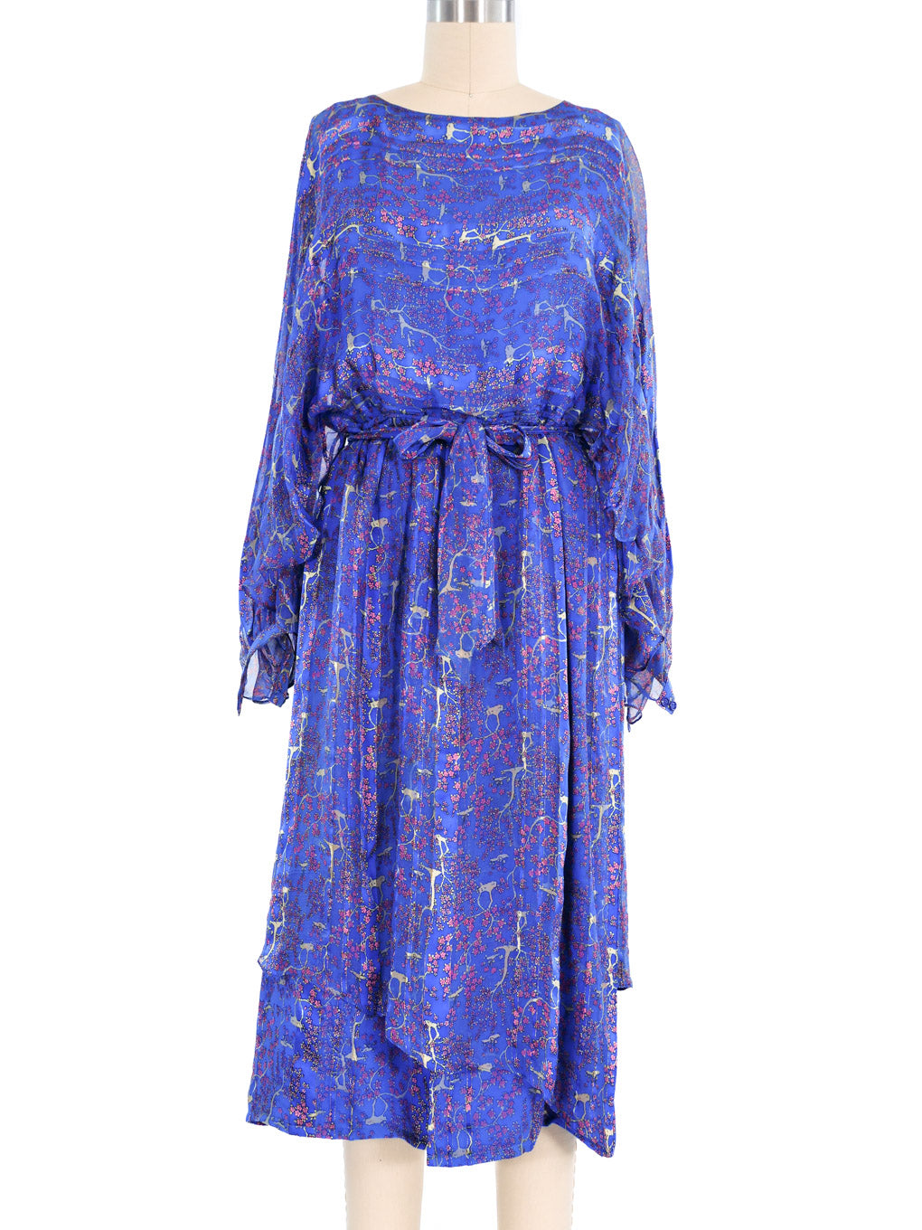 Cherry Blossom Printed Silk Chiffon Dress Cherry Blossom Printed Silk Chiffon Dress