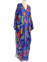 1970's Floral Silk Chiffon Caftan Dress arcadeshops.com