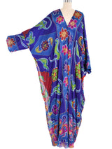 1970's Floral Silk Chiffon Caftan Dress arcadeshops.com