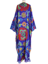 1970's Floral Silk Chiffon Caftan Dress arcadeshops.com