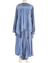 Fong Leng Metallic Blue Pleated Skirt Ensemble Suit arcadeshops.com