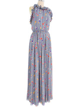 Floral Printed Silk Halter Dress Dress arcadeshops.com