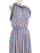 Floral Printed Silk Halter Dress Dress arcadeshops.com