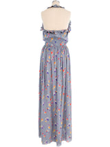 Floral Printed Silk Halter Dress Dress arcadeshops.com