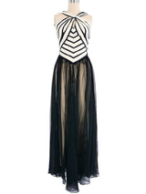 Colorblock Chevron Net Gown Dress arcadeshops.com