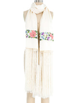 John Galliano Embroidered Fringed Shawl Accessory arcadeshops.com