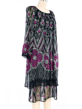 Flower Motif Rhinestone Chiffon Dress Dress arcadeshops.com
