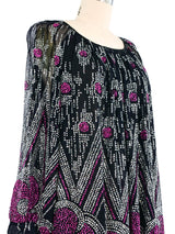 Flower Motif Rhinestone Chiffon Dress Dress arcadeshops.com