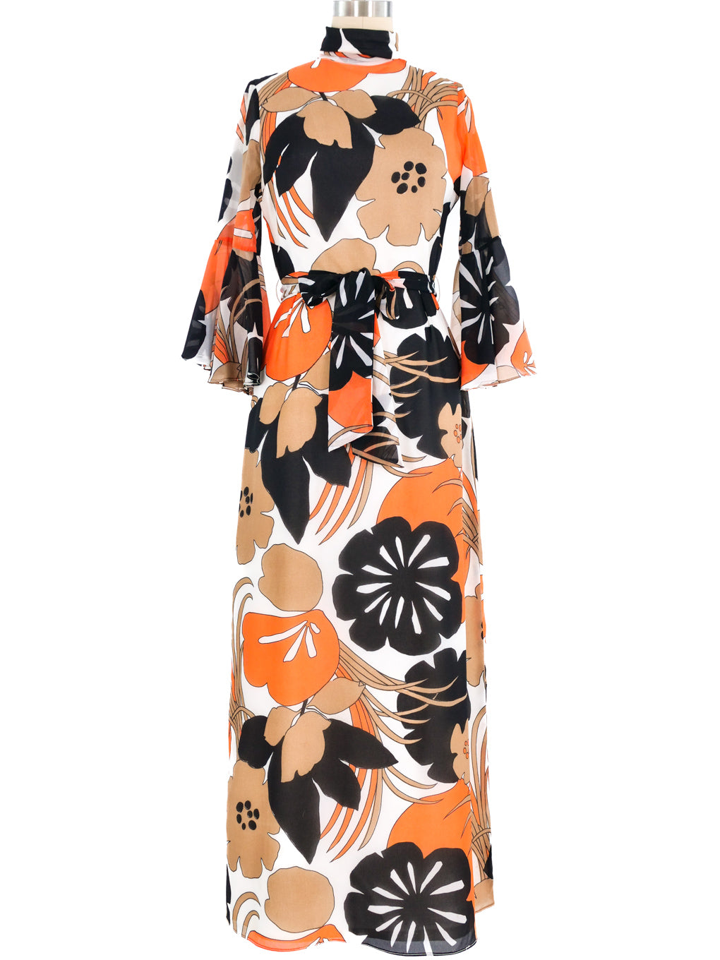Contrast Floral Print Maxi Dress