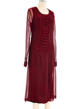 Dries Van Noten Crimson Silk Chiffon Dress Dress arcadeshops.com