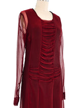 Dries Van Noten Crimson Silk Chiffon Dress Dress arcadeshops.com