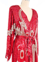 Red Sequined Silk Dress Dress arcadeshops.com