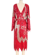 Red Sequined Silk Dress Dress arcadeshops.com
