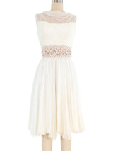 1950's Illusion Neckline Chiffon and Lace Dress Dress arcadeshops.com