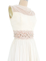 1950's Illusion Neckline Chiffon and Lace Dress Dress arcadeshops.com