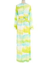 1960's Malia Honolulu Watercolor Gown Dress arcadeshops.com