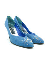 Stuart Weitzman For Martinique Embellished Denim Pumps, 8 Accessory arcadeshops.com