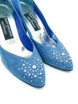 Stuart Weitzman For Martinique Embellished Denim Pumps, 8 Accessory arcadeshops.com