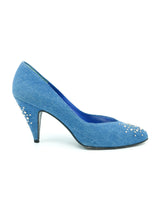 Stuart Weitzman For Martinique Embellished Denim Pumps, 8 Accessory arcadeshops.com