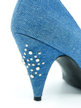 Stuart Weitzman For Martinique Embellished Denim Pumps, 8 Accessory arcadeshops.com