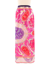 Floral Chiffon Metallic Maxi Skirt Bottom arcadeshops.com