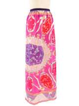 Floral Chiffon Metallic Maxi Skirt Bottom arcadeshops.com