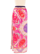 Floral Chiffon Metallic Maxi Skirt Bottom arcadeshops.com