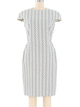 1980's Gianni Versace Zig Zag Print Linen Sheath Dress Dress arcadeshops.com