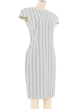 1980's Gianni Versace Zig Zag Print Linen Sheath Dress Dress arcadeshops.com