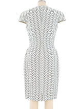 1980's Gianni Versace Zig Zag Print Linen Sheath Dress Dress arcadeshops.com