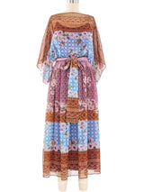1970's Victor Costa Floral Chiffon Maxi Dress Dress arcadeshops.com