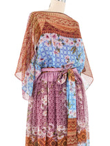 1970's Victor Costa Floral Chiffon Maxi Dress Dress arcadeshops.com