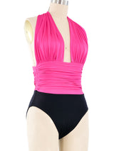 Yves Saint Laurent Pink Halter Swimsuit Suit arcadeshops.com