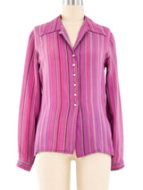 Cacharel Striped Silk Blouse Top arcadeshops.com