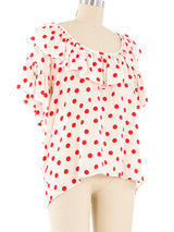 Yves Saint Laurent Polka Dot Ruffle Blouse Top arcadeshops.com