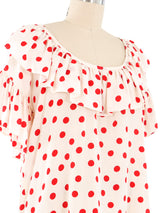 Yves Saint Laurent Polka Dot Ruffle Blouse Top arcadeshops.com