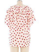 Yves Saint Laurent Polka Dot Ruffle Blouse Top arcadeshops.com