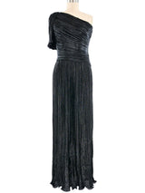 Alfred Bosand Plisse Pleat One Shoulder Gown Dress arcadeshops.com
