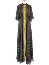 Navy Printed Flutter Sleeve Maxi Dress Dress arcadeshops.com