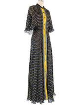 Navy Printed Flutter Sleeve Maxi Dress Dress arcadeshops.com