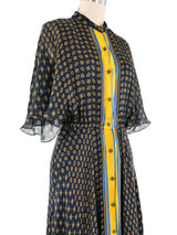 Navy Printed Flutter Sleeve Maxi Dress Dress arcadeshops.com