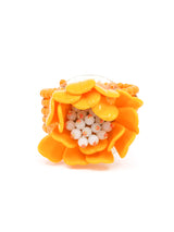 Orange Beaded Floral Cuff Accessory arcadeshops.com